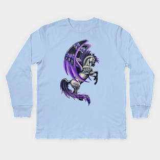 Black and Purple Pegasus Kids Long Sleeve T-Shirt